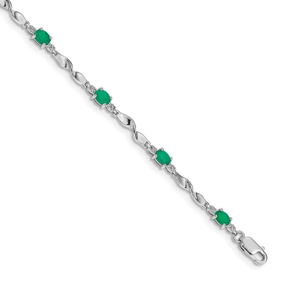14k White Gold Diamond & Emerald Bracelet